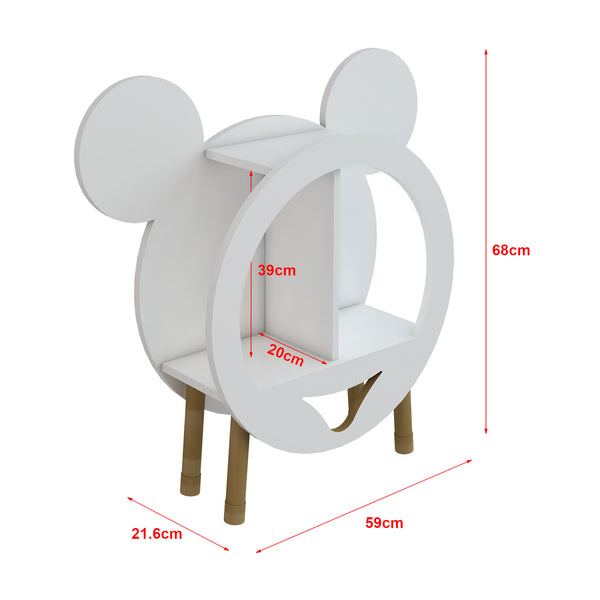 Biblothèque Langå pour enfant forme souris 68 x 59 x 21,6 cm blanc [en.casa]