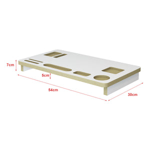 Réhausseur d'écran Ringsted 7 x 54 x 30 cm blanc / effet bois [en.casa]