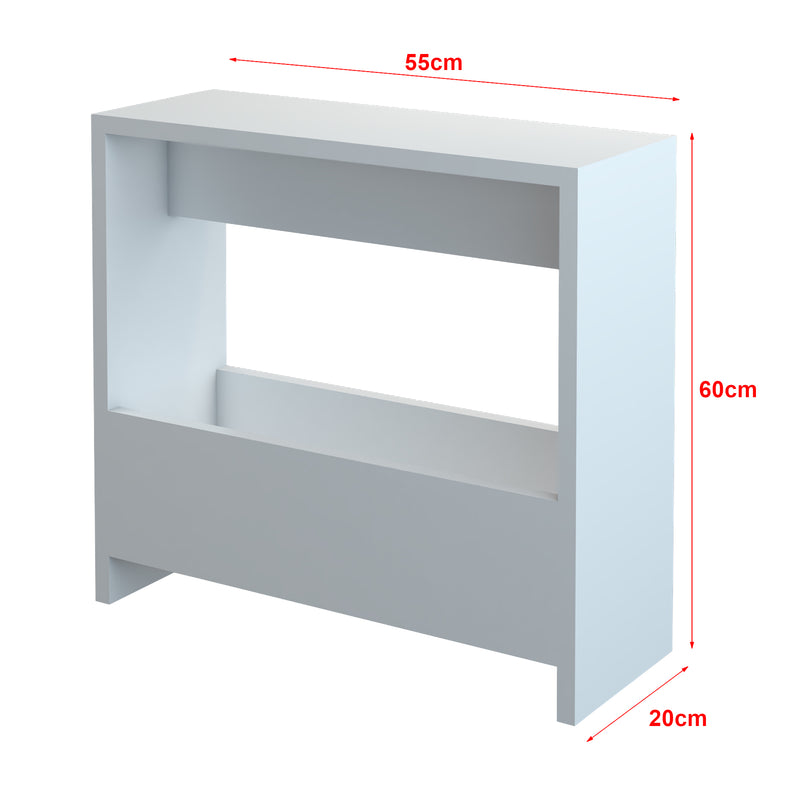 Croquis coté Table d'appoint rectangulaire Rødovre avec porte-revues 60 x 55 x 20 cm blanc [en.casa]