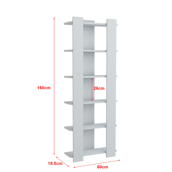 Bibliothèque Præstø à 6 niveaux 160 x 60 x 19,5 cm blanc [en.casa]
