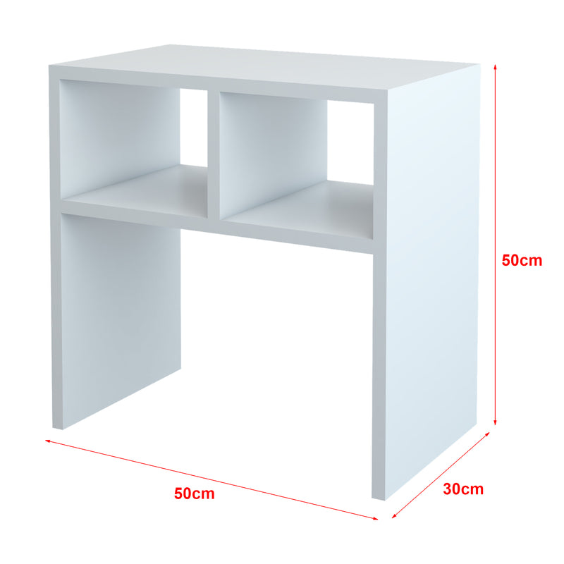 Croquis coté Table d'appoint rectangualire Ravnsborg avec 2 compartiments de stockage 50 x 50 x 30 cm blanc [en.casa]