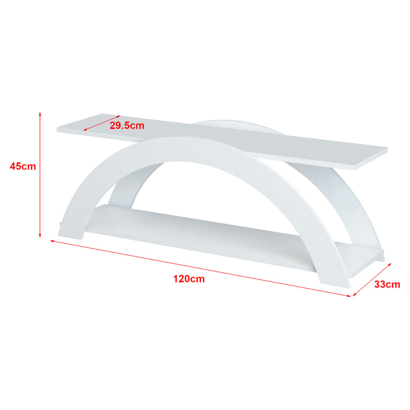 Croquis coté Meuble TV Langebæk avec surface de stockage 45 x 120 x 33 cm blanc [en.casa]