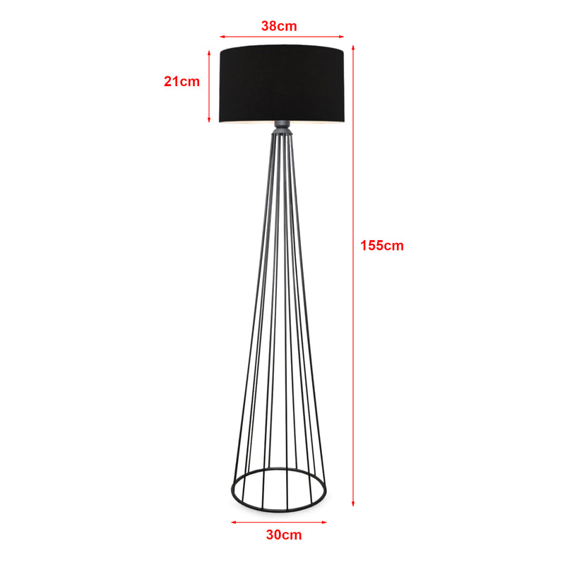 Croquis coté Lampadaire Neath hauteur 155 cm E27 anthracite / noir [lux.pro]