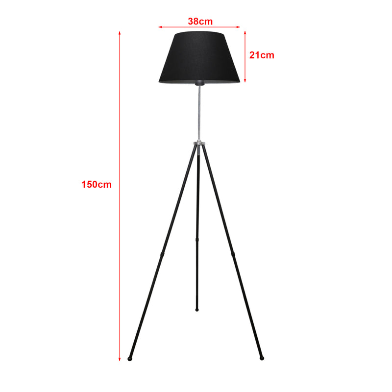 Croquis coté Lampadaire Livingston hauteur 150 cm E27 noir / argenté [lux.pro]