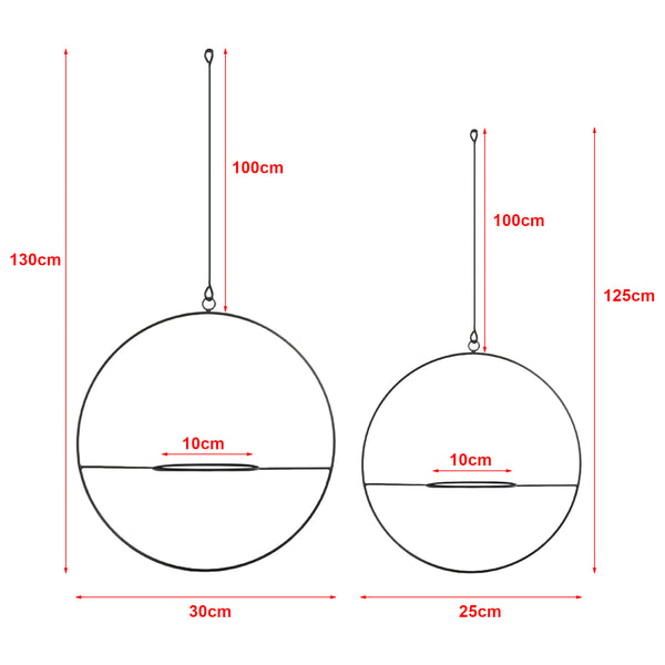 Lot de 2 supports de plante Opsterland à suspendre en métal noir [en.casa]