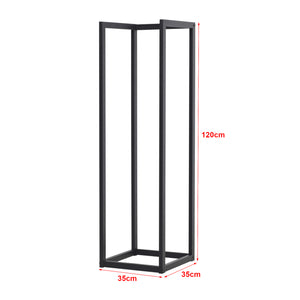 Range-bûches Tanum en acier 35 x 35 x 120 cm noir [en.casa]