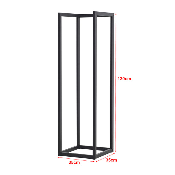 Range-bûches Tanum en acier 35 x 35 x 120 cm noir [en.casa]