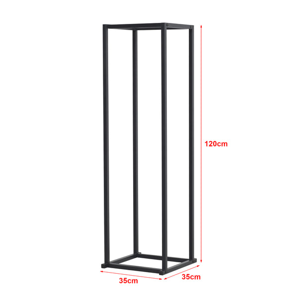 Étagère à bûches Tibro en acier 35x35x120 cm Noir [en.casa]