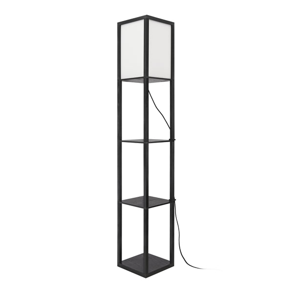 Lampadaire Stapleford avec étagère E27 hauteur 160 cm noir blanc [lux.pro]