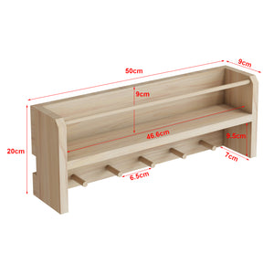 Portemanteau mural Sundeved 5 crochets étagère de rangement 20 x 50 x 9 cm pin naturel [en.casa]