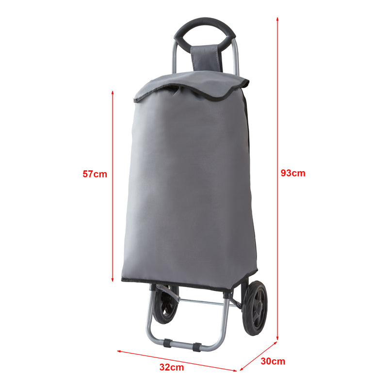 Croquis coté Chariot de courses Nørre 36 litres 93 x 32 x 30 cm gris foncé / noir [en.casa]