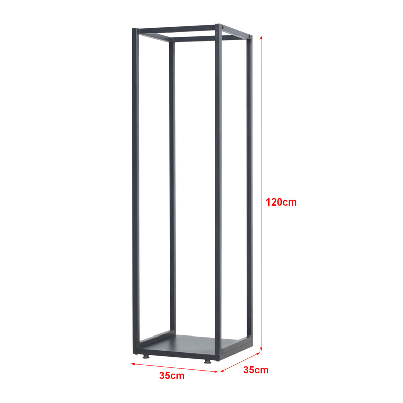 Croquis coté Range-bûches Tornved acier laqué noir [en.casa]