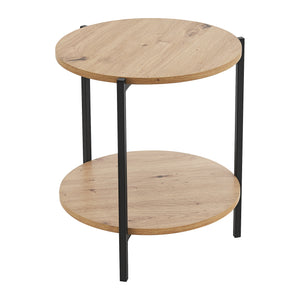 Table d'appoint Kuopio 50xØ40cm Noir/Aspect bois [en.casa]