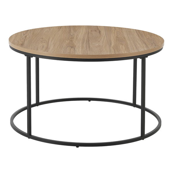Table basse Kuhmoinen ronde diamètre 80 cm noir et effet bois [en.casa]