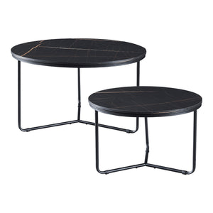 Table d'appoint Poxdorf 2 pcs. aspect marbre, noir [en.casa]