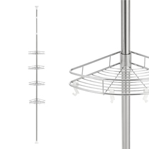 Étagère de douche télescopique Haapavesi acier inoxydable 90 - 300 cm chrome [neu.haus]