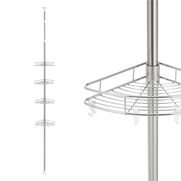 Étagère de douche télescopique Haapavesi acier inoxydable 90 - 300 cm chrome [neu.haus]