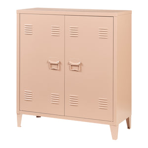 Casier de bureau métallique Oripää à 2 portes 90 x 80 x 33 cm marron clair mat [en.casa]