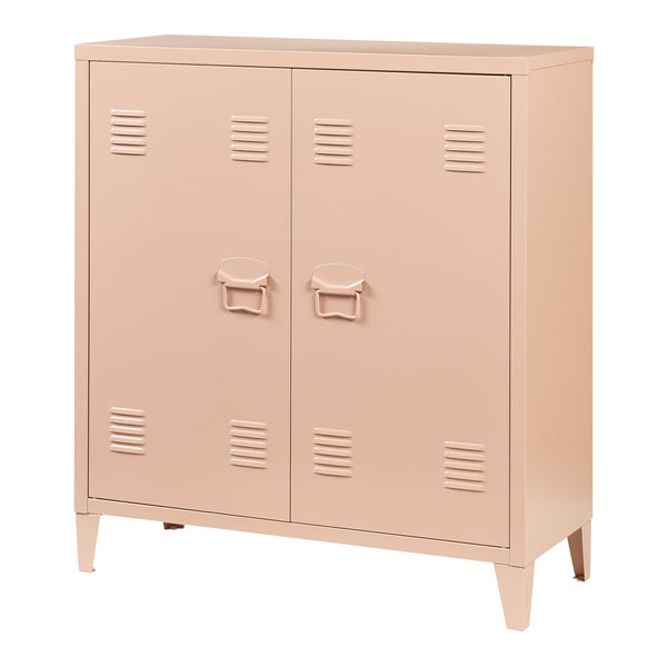Casier de bureau métallique Oripää à 2 portes 90 x 80 x 33 cm marron clair mat [en.casa]