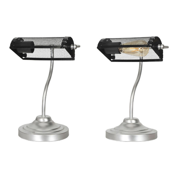 Lampe de bureau Ditton 37 x 26 x 26 cm E27 argenté noir [lux.pro]