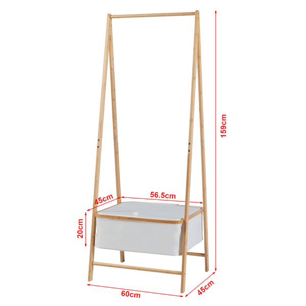 Portemanteau Iitti bambou polyester 159 x 60 x 45 cm naturel blanc [en.casa]