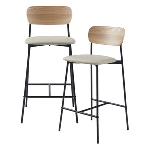 Tabouret de bar Jyväskylä lot de 2 89x40x45 cm Beige [en.casa]