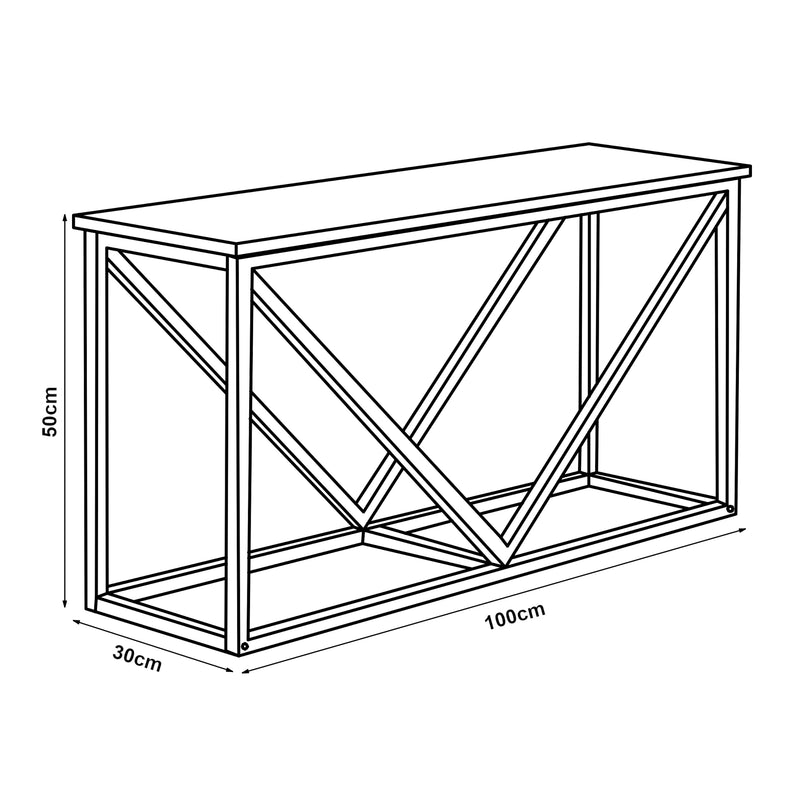 Croquis coté Range-bûches Vaasa pour intérieur 50 x 100 x 30 cm noir effet bois foncé [en.casa]