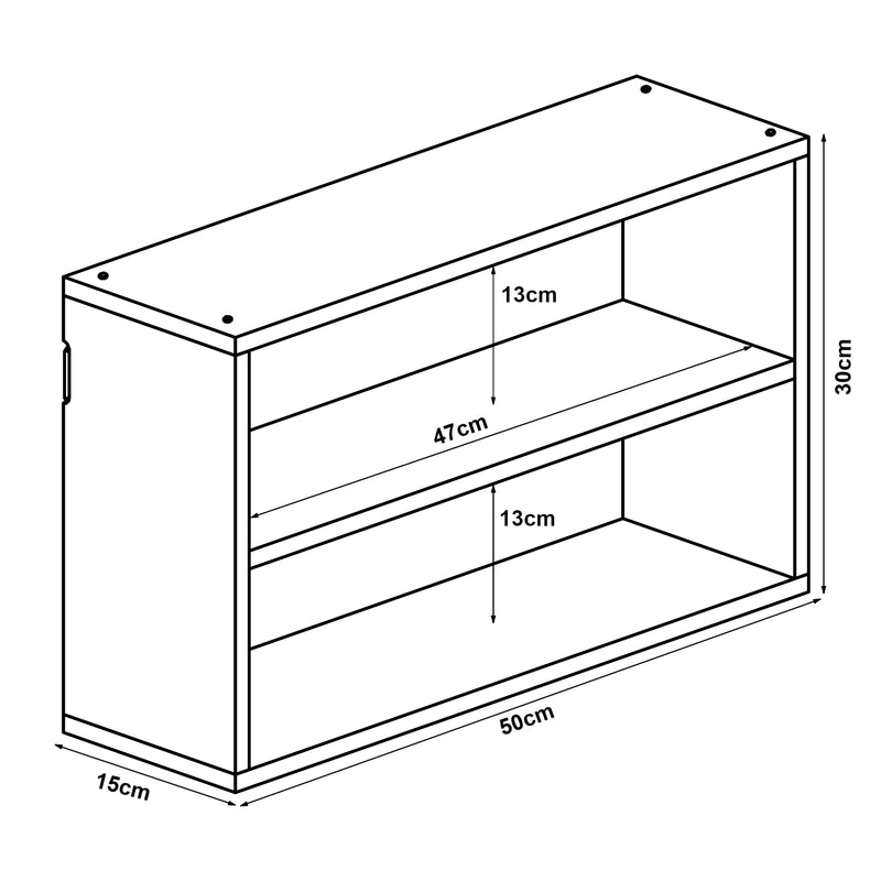Croquis coté Étagère murale Gol bambou 50 x 15 x 30 cm naturel [en.casa]