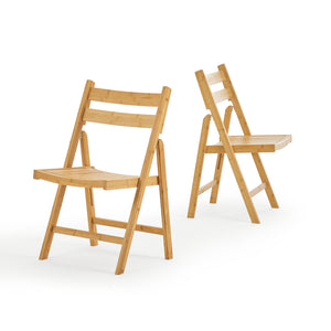 Lot de 2 chaises pliantes Gran bambou 78 x 45 x 40 cm naturel [en.casa]