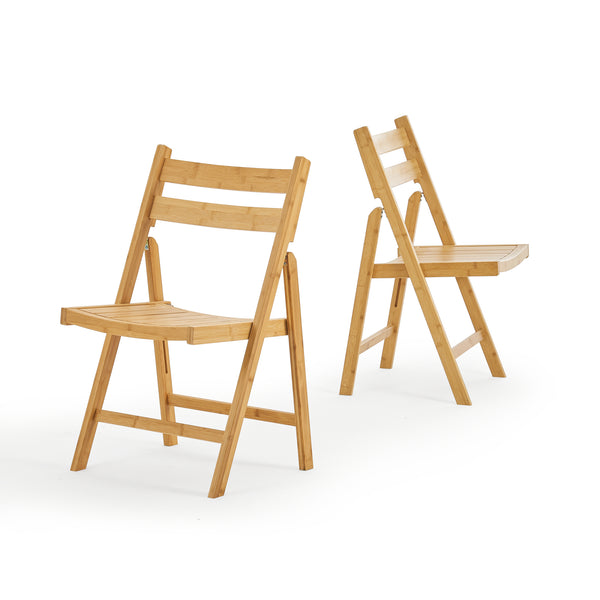 Lot de 2 chaises pliantes Gran bambou 78 x 45 x 40 cm naturel [en.casa]