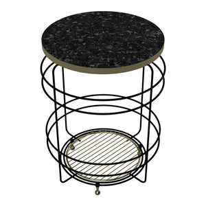 Table de panier Padasjoki aspect marbre, noir [en.casa]