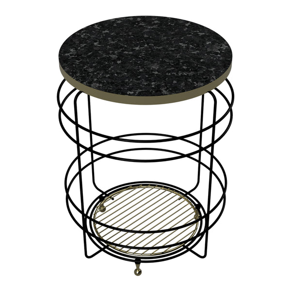 Table de panier Padasjoki aspect marbre, noir [en.casa]