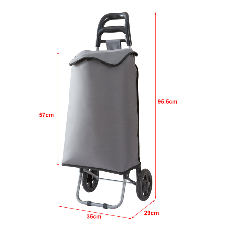 Croquis coté Chariot de courses Aaby 96 x 35 x 29 cm gris foncé noir [en.casa]