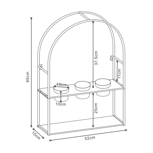 Étagère murale pour plantes Merikarvia métal 65 x 52 x 15 cm noir [en.casa]