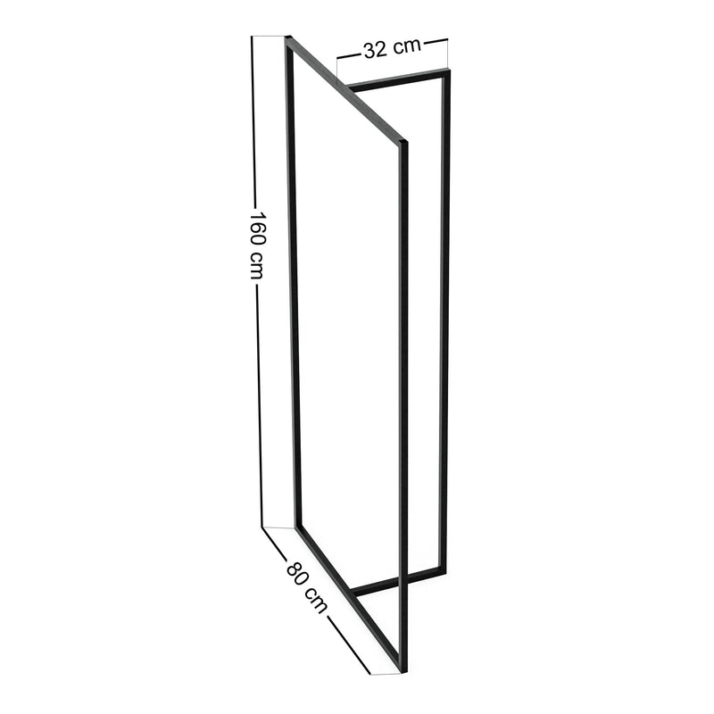 Croquis coté Portant à vêtements Hurdal acier 160 x 80 x 32 cm noir [en.casa]