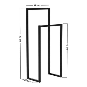 Portant à vêtements Holtålen avec deux barres de penderie acier 90 x 40 x 25 cm noir [en.casa]
