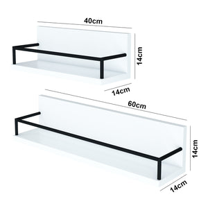 Étagère murale Grue lot de 2 Blanc/Noir [en.casa]