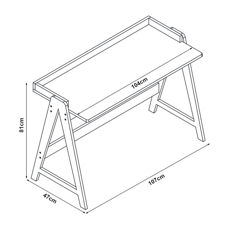 Croquis coté Bureau Härryda bambou 107 x 47 x 81 cm naturel [en.casa]