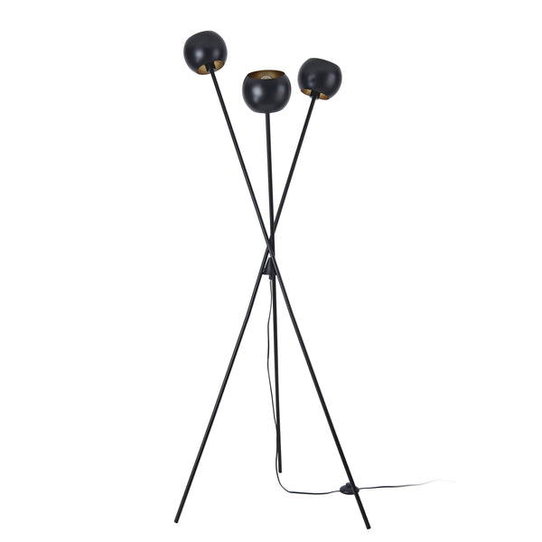 Lampadaire Nykvarn avec 3 douille E14 métal 161 x 58 cm noir or lux.pro