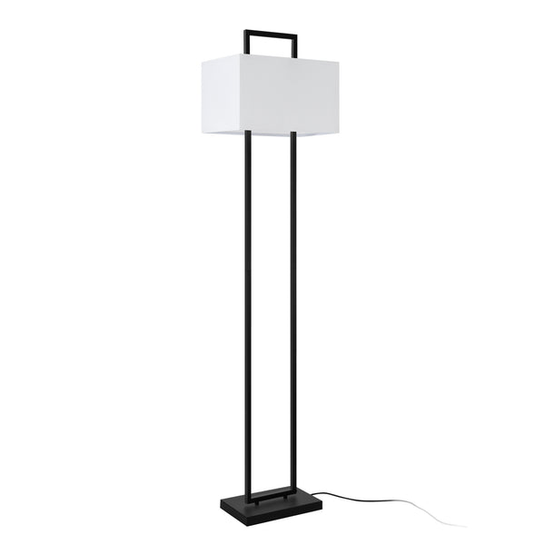 Lampadaire Sigdal avec douille E27 métal polyester hauteur 165 cm noir blanc lux.pro