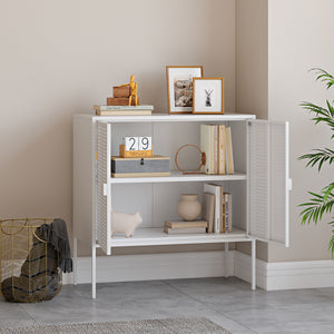 Buffet Castelli 82,5 x 80 x 40 cm Blanc Acier [en.casa]