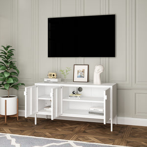 Meuble TV Castelli acier 114 x 40 x 60 cm blanc [en.casa]