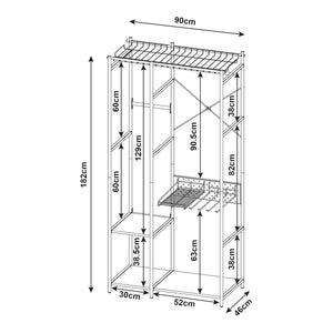 Porte-manteau Brønnøy 182x90x46cm Noir [en.casa]
