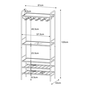 Étagère à vin Hustadvika 120x61x33cm Noir/Chêne [en.casa]