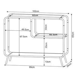 Console Krødsherad 83x102x36cm Noir/Chêne [en.casa]