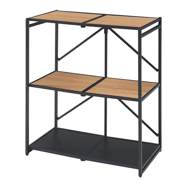 Étagère pliante Telemark 81x68x38 cm Noir/Aspect chêne [en.casa]