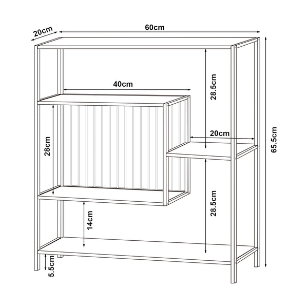 Table console Beesel métal 66 x 60 x 20 cm noir [en.casa]