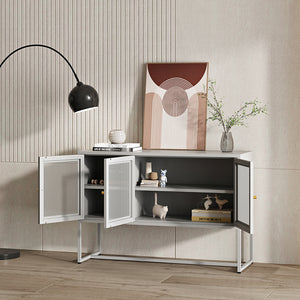 Buffet Sund avec 3 portes Acier Gris [en.casa]