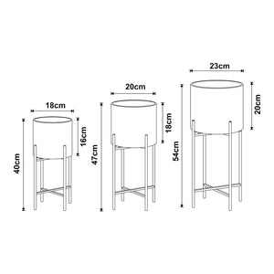 Set de 3 porte-plantes Orsa de tailles variées métal noir [en.casa]