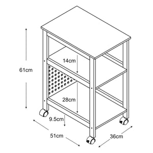 Chariot Dønna 61x51x36cm Noir/Couleur bois [en.casa]